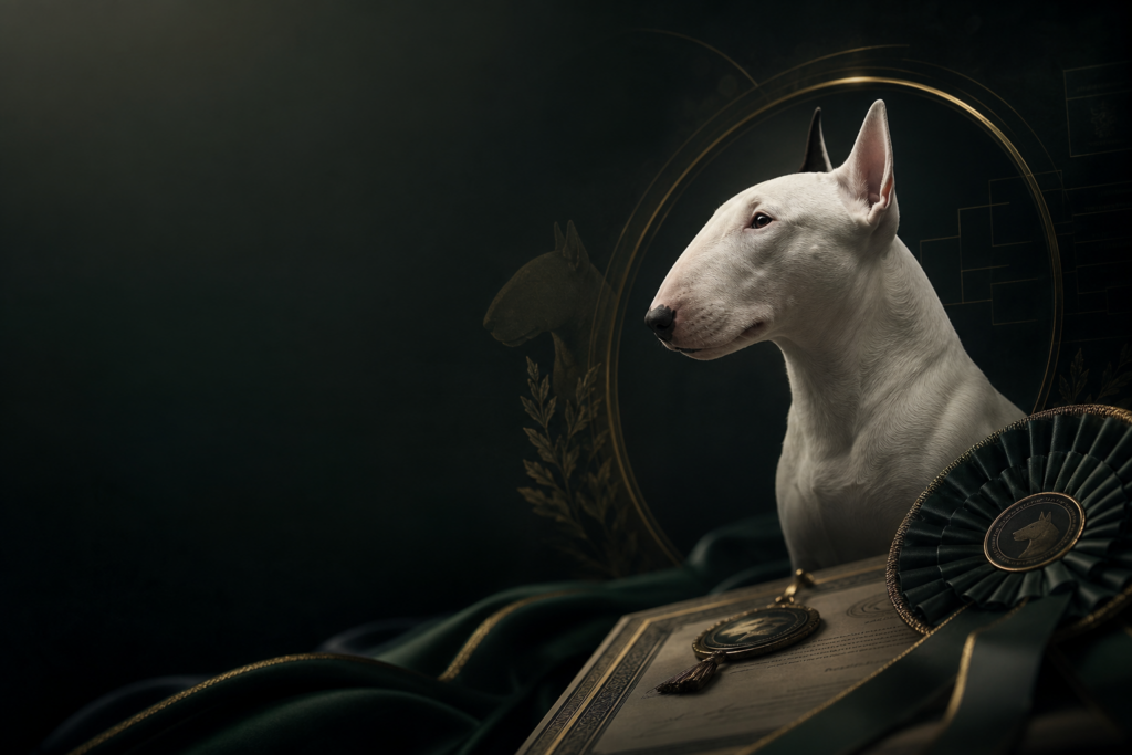Miniatur Bullterrier Portrait mit Auszeichnung und Urkunde, of Frisian Orchard